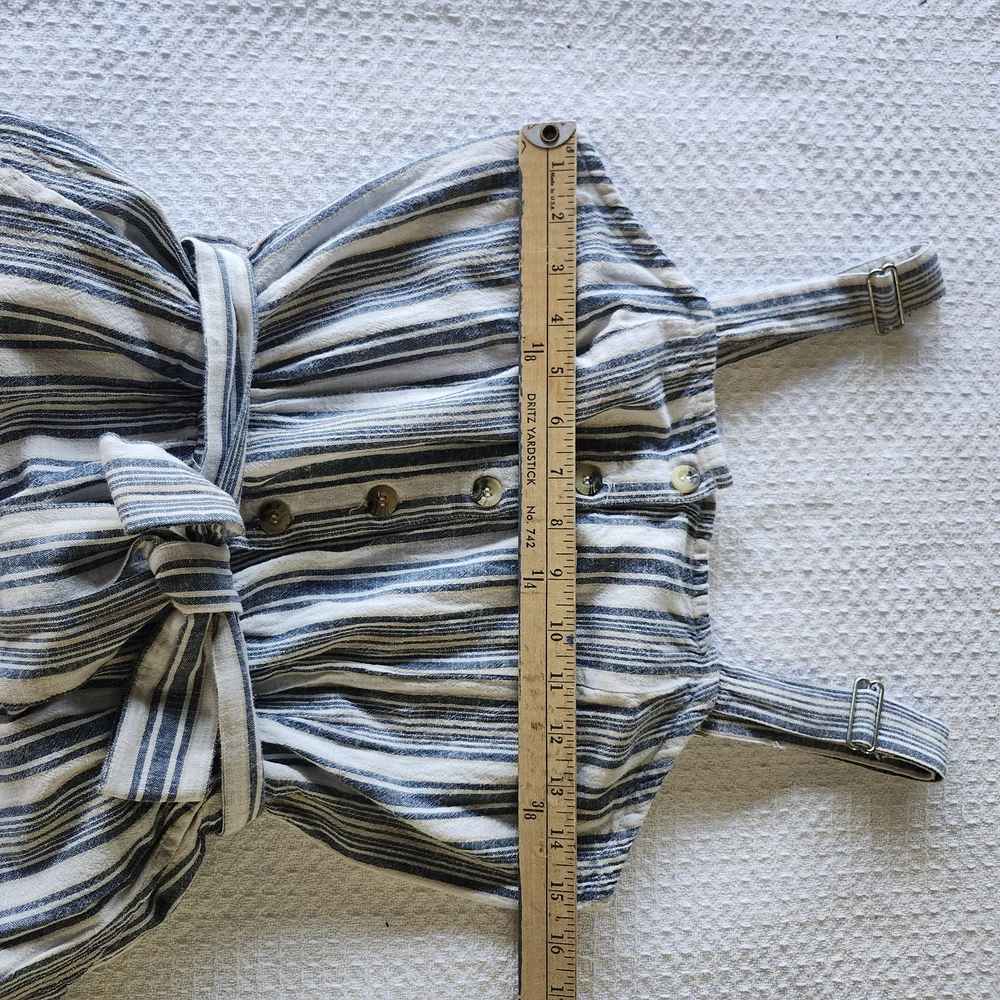 Deja Bleu Striped Blue and White‎ Jumpsuit Casual Summer Linen Blend Size Small
